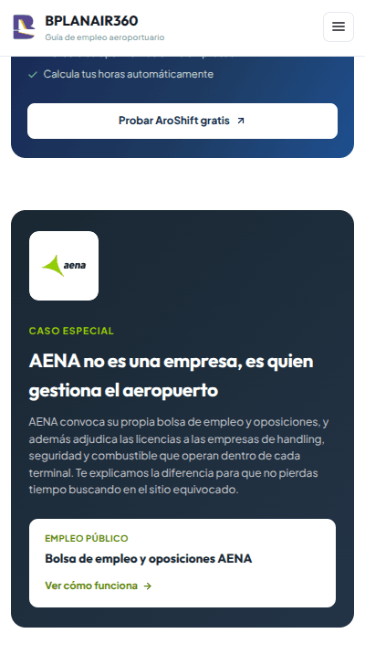 Explicación de Bplanair360 sobre las bolsas de empleo y oposiciones de AENA.