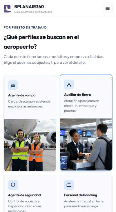 Guía de perfiles profesionales de aeropuerto en Bplanair360.